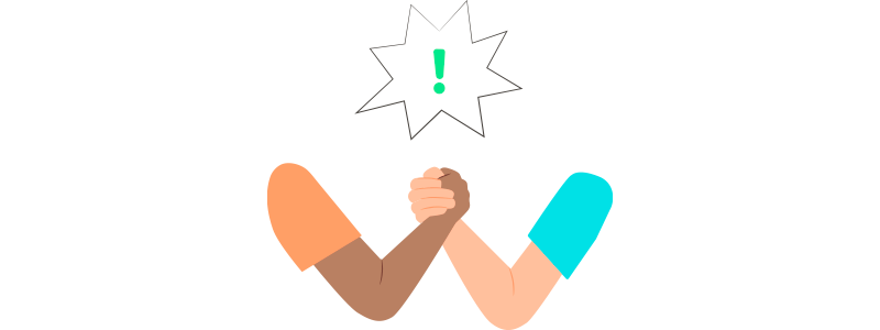 Ilustração de duas pessoas dando as mãos, como um ato de reconciliação - ou recuperação